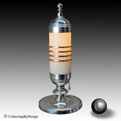 Rembrandt Art Deco Chrome & Milk Glass Cylinder Lamp C.1935 RESTORED • $418.50