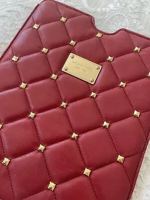 Michael Kors Red Leather Studded IPad Holder Case Sleeve • £18