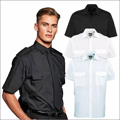 Premier Mens Short Sleeve Pilot Office Formal Workwear Security Shirts 14.5-19  • £15.47