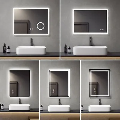 LED Bathroom Mirror With Lights/Bluetooth/Shaver Socket /Demister/Clock Touch • £115.99