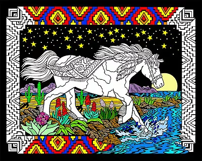 Midnight Bronco - Large 16x20 Inch Fuzzy Velvet Coloring Poster • $8.99