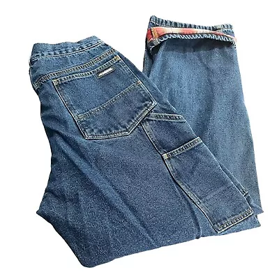 Berne Flannel Lined Jeans Mens Size 33x32 Blue Denim Carpenter Pants • $21.97