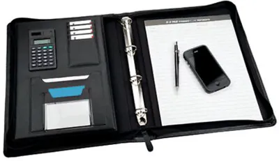Monolith Leather Look Zipped Ring Binder With A4 Pad A4 Black 2827 • £20.33