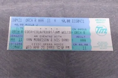 1993 Van Morrison & Band Concert Ticket Chicago Civic Opera House Great Conditio • $11.99