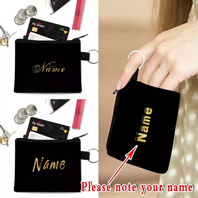 Personalised Custom Name Canvas Coin Card Pouch Small Wallet Purse Money Holder • £3.99