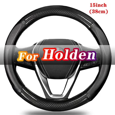 For Holden Steering Wheel Cover Carbon Fiber Leather Black Car Accessories 38cm • $41