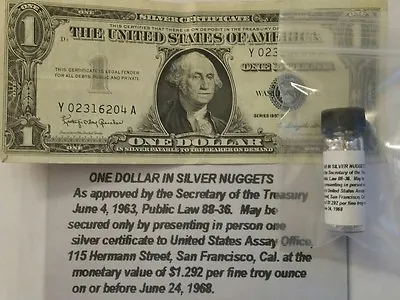 .999 Silver Shot Nuggets .7734 Oz & $1 Silver Certificate Historic Collectable • $39.99