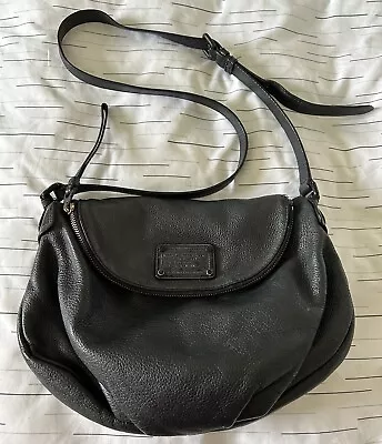 MARC BY MARC JACOBS Q Natasha BLACK Leather Crossbody Bag All Black Shoulder Bag • $49.99