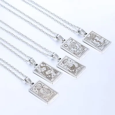 Men Women Stainless Steel 12 Silver Horoscope Zodiac Birth Sign Chain Necklace • £3.99