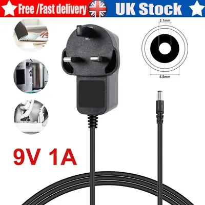 9v Power Supply UK 9v Adaptor 9v Charger 9 Volt Power Supply UK 9V 1A AC/DC PLUG • £5.99