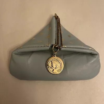 $10 • Buy Vintage Triangle Blue Leather Change Coin Purse Made In ITALY