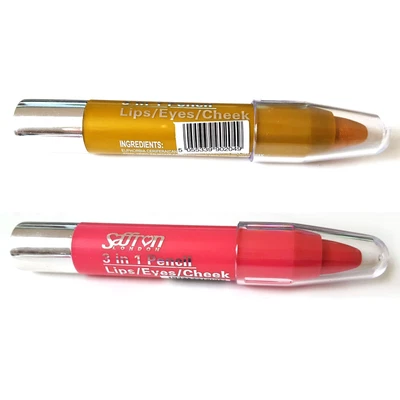 £1.95 • Buy Saffron 3 In 1 Pencil - Chunky Lipstick Crayon, Eyeshadow, Cheek Blusher Stick
