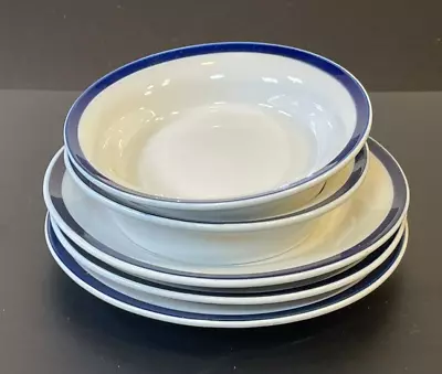 IKEA 3 Small Plates And 2 Bowls  Blue And White Almhult Sweden IKEA Of Sweden • $22