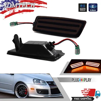 2PC Black Lens Front Side Marker Lights Amber LED Lamp For VW MK5 Golf/GTI 06-09 • $19.99