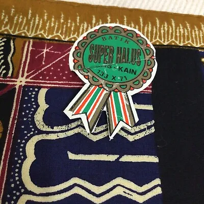 Vtg Batik Fabric Kons-Kain Super Halus Tag Hemmed On Ends 45 X 90” Jewel Tones • $48