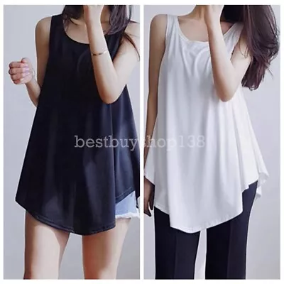 Women Bamboo Tank Tops Camisoles Flowy Hem Basic Loose Fit Tunic Blouse Tee 8XL • $13.29