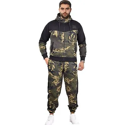 Mens Tracksuit Camouflage Hoodie Sweatpants Gents Gym Exercise Adults Fashion • £26.99