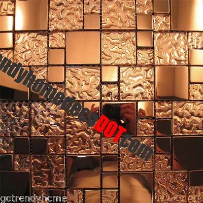 $195.90 • Buy Copper Metal Pattern Textured Glass Mosaic Tile Kitchen Backsplash Wall