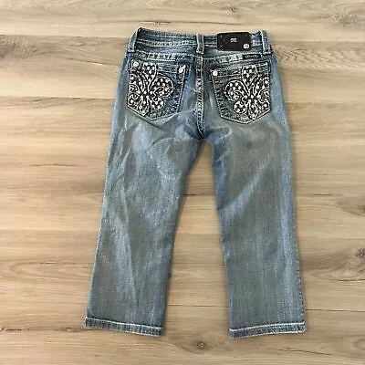 MISS ME Girls Jeans Capri's Sz 14 Straight Leg JK583P Medium Wash Denim EUC • $18.88