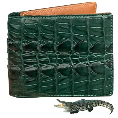 Genuine Crocodile Gator Backbone Skin Leather Bifold Wallet Handcraft For Men's • $69