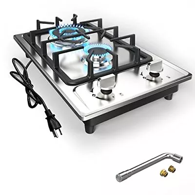 Gas Cooktop 12 Inch Gas Stove 2 Burner Portable Stainless Steel LPG/NG Dual ... • $147.52