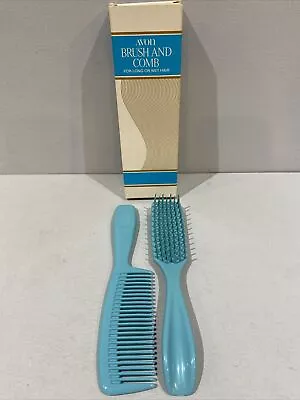 NEW Vintage AVON Brush & Comb For Long Wet Hair 8 1/4  Turquoise NOS • $37.25