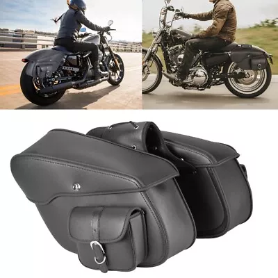 2PCS Universal Motorcycle Side Saddle Bags Luggage Box Tool Pouch Saddlebag • $129.99