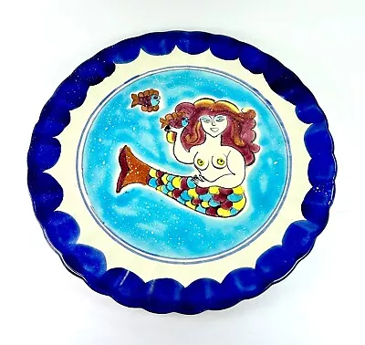 Talavera Mermaid Plate Wall Hanging 11.5  Parian Mexico Chips Scratch C573 • $14.95