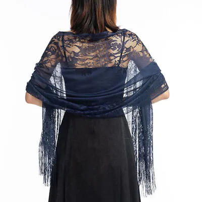 Soft Lace Pashmina Scarf Wrap Shawl Stole For Women And Special Occasion • £6.94