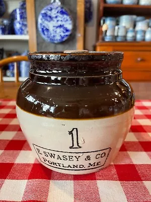 Antique 1 Qt. E. SWASEY & CO. Portland ME Bean Pot With Handle • $55