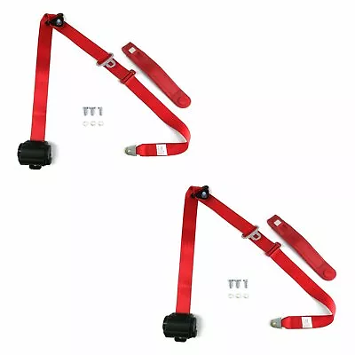 Red Retractable Front Shoulder Seat Belt JP CJ YJ Wrangler 82-95 3 Point Pair • $123.02