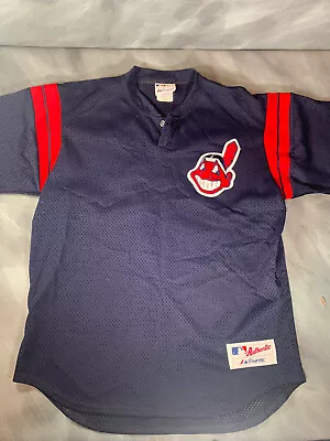 Vintage Omar Vizquel Jersey Majestic Large Cleveland Indians Wahoo Guardians MLB • $99.12
