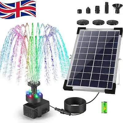 5LED Solar Fountain Water Pump With Lights Battery Backup Garden Bird Bath Pond • £20.99