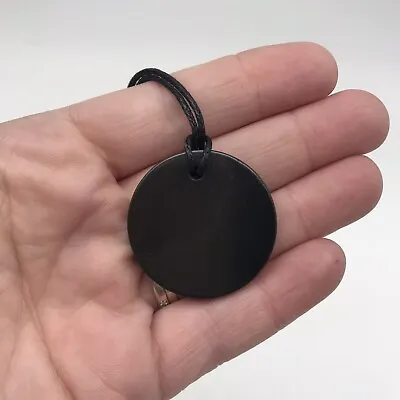 Shungite Polished Pendant - EMF Radiation Protection (MEDIUM CIRCLE) • $18.50