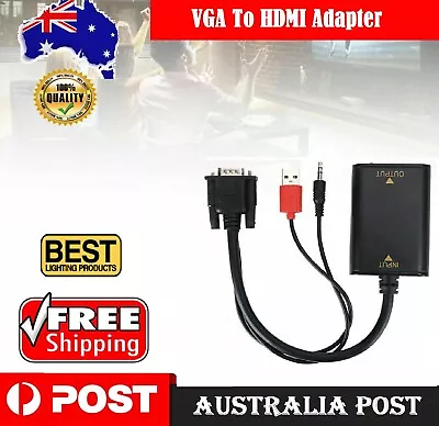 VGA Audio To HDMI Converter Cable 1080P With Audio Line Out For HDTV TV BoxDVD • $26.49