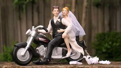 Motorcycle Biker Wedding Cake Topper By Magical Day • $55.99