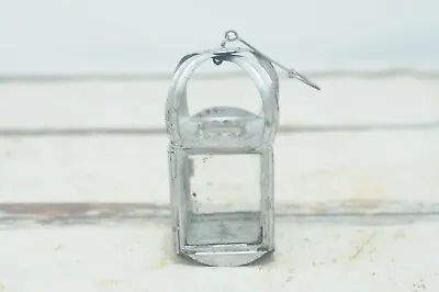 Antique/Vintage AAFA Small Chippy Silver Tin Candle Holder Lantern Original Glas • $58