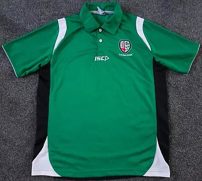 London Irish Rugby/ ISC - 2011-12 Green Polo Shirt - LARGE • £15
