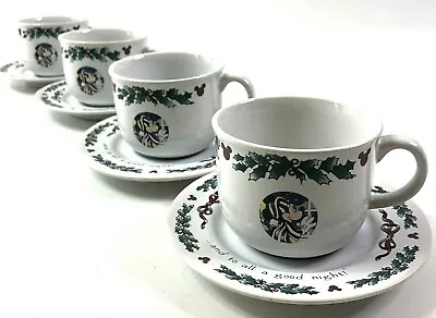 Mickey Mouse Disney Tea Cup & Saucer Set Of 4 Twas The Night Before Christmas • $65.91