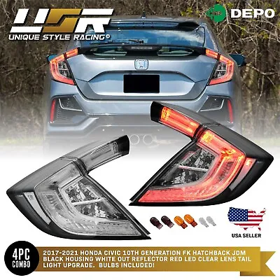 RARE! All CLEAR JDM 4PCS Tail Light For 17-21 10th Gen Civic FK Hatch Fit Type-R • $394.95