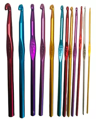 £3.89 • Buy 12 Piece Aluminium Crochet Needles Hooks Yarn Knitting Set Size 2-8MM UK Seller