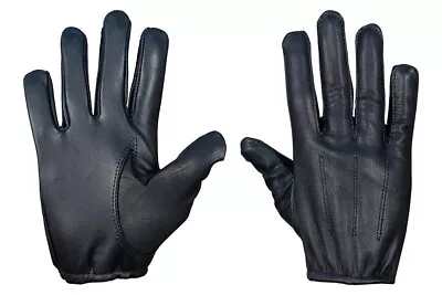 Leather Unlined Police Gloves Unisex - Men Chauffeur Driving Gloves Black • $14.99