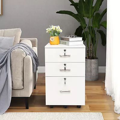 3 Drawer File Cabinet With Lock File Cabinet Rolling Office File Cabinet Stand • $81.99