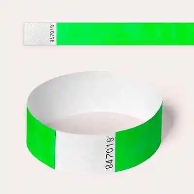 £2.90 • Buy Neon Green Tyvek Wristbands, Plain And Custom Printed Paper Like Security Party