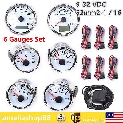 6 Gauge Set GPS Speedometer Waterproof For Truck Car Marine Boat Yacht Universal • $128.25