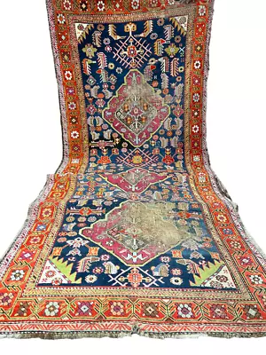 Antique Unique Hand-knotted Oriental Carpet Kazak Natural Colors Runner 400x132 Cm • £2.14