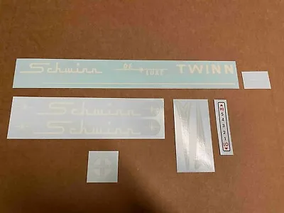 Vintage Schwinn Deluxe Twinn Tandem Bicycle WHITE Decal Set Decals  • $45