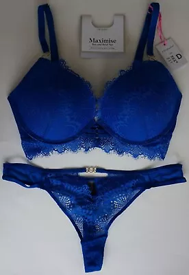 SALE! Primark Maximise+2 Cup Sizes Fab Cobalt Lace Top Sexy Long-line Bra Set • £16.99