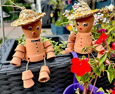 Flower Plant Pot Men Lady Terracotta Bill Ben Garden Ornament Mum Personalise • £21.99