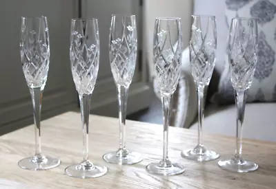 Mikasa English Garden Crystal 6 Champagne Flutes 10-3/4  • $150